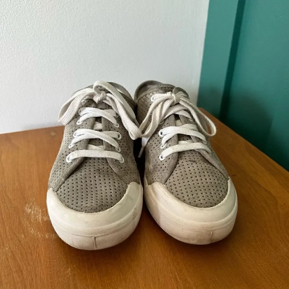 Rag & Bone Women’s Standard Issue Perforated Grey Suede Leather Low Top Sneaker